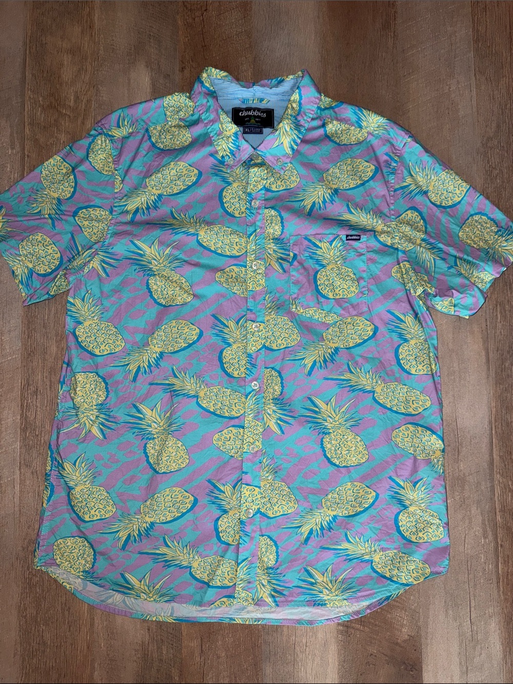 chubbies XL Pineapple Print Button-Down Shirt